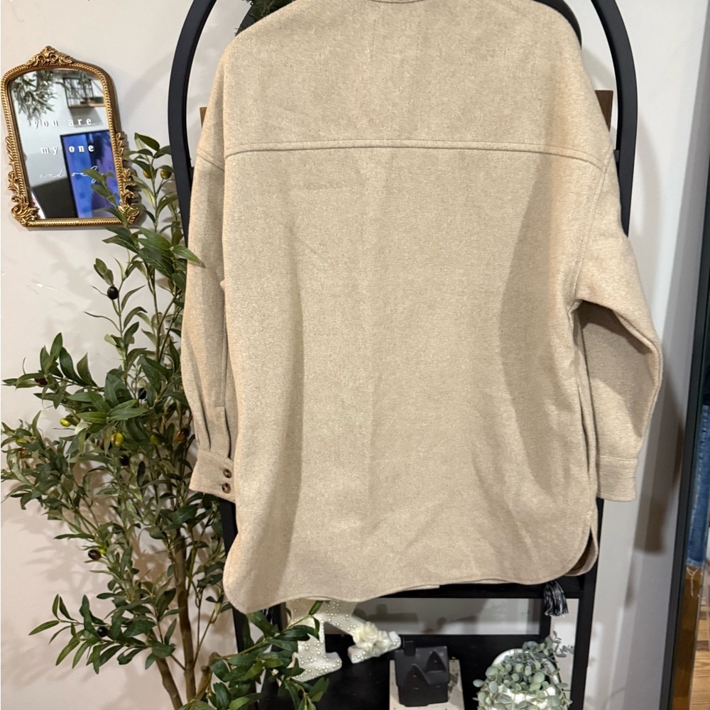 Ashley outerwear Beige Utility Jacket Shacket size large - Picture 7 of 10